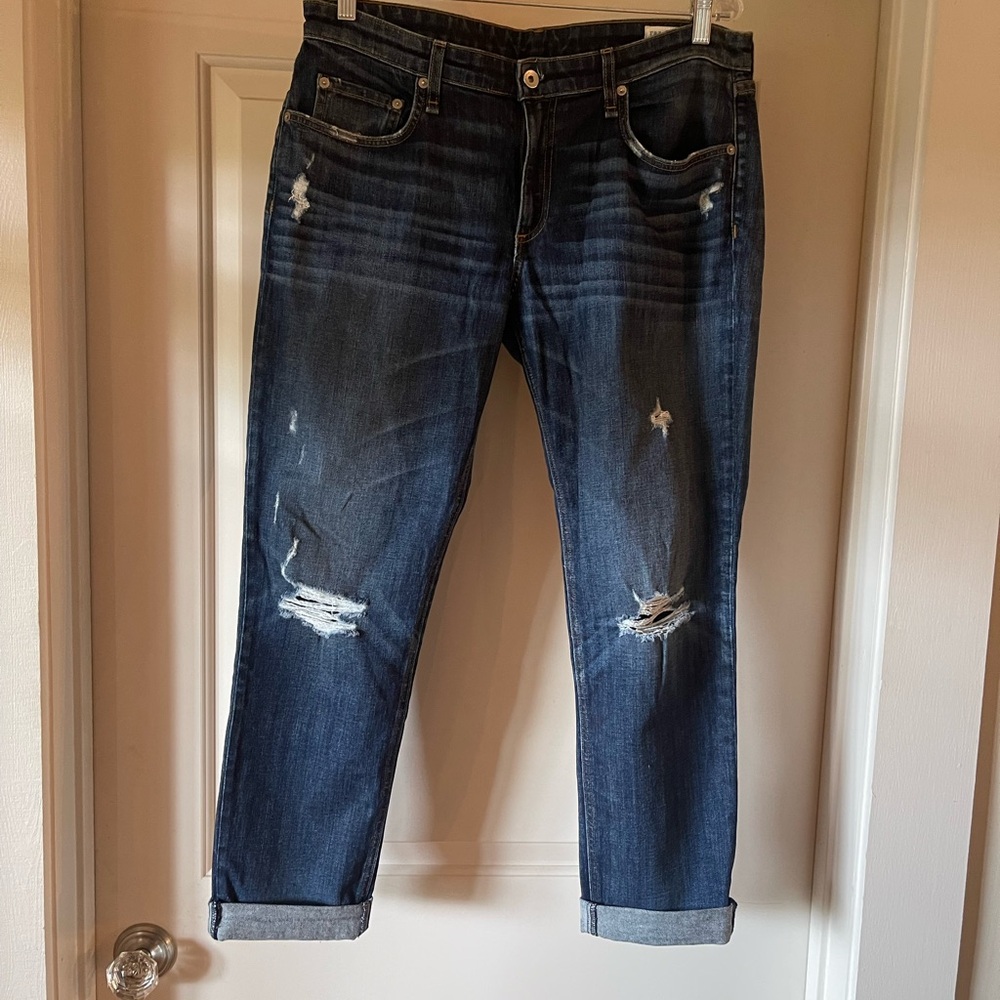 rag & bone Blue Distressed Boyfriend Jeans